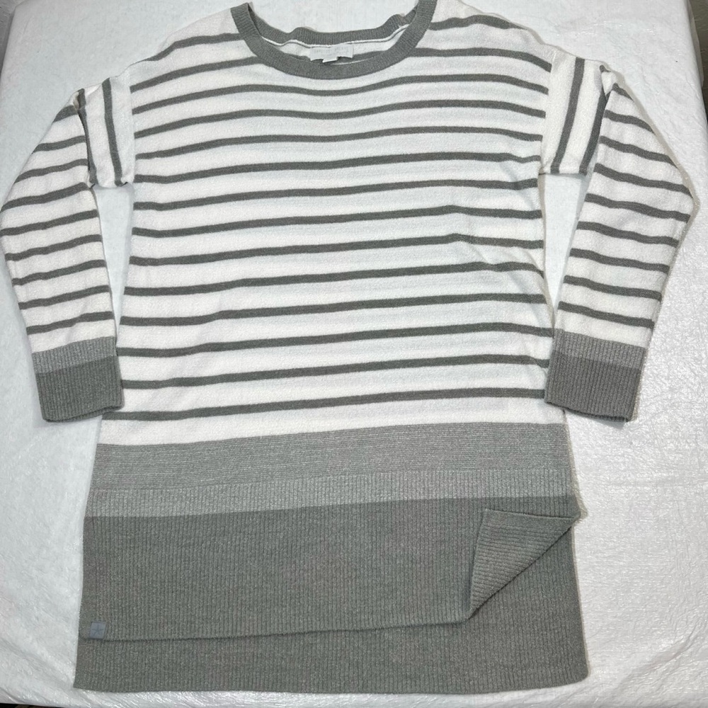 Barefoot Dreams Gray and White Striped Sweater - Picture 2 of 10